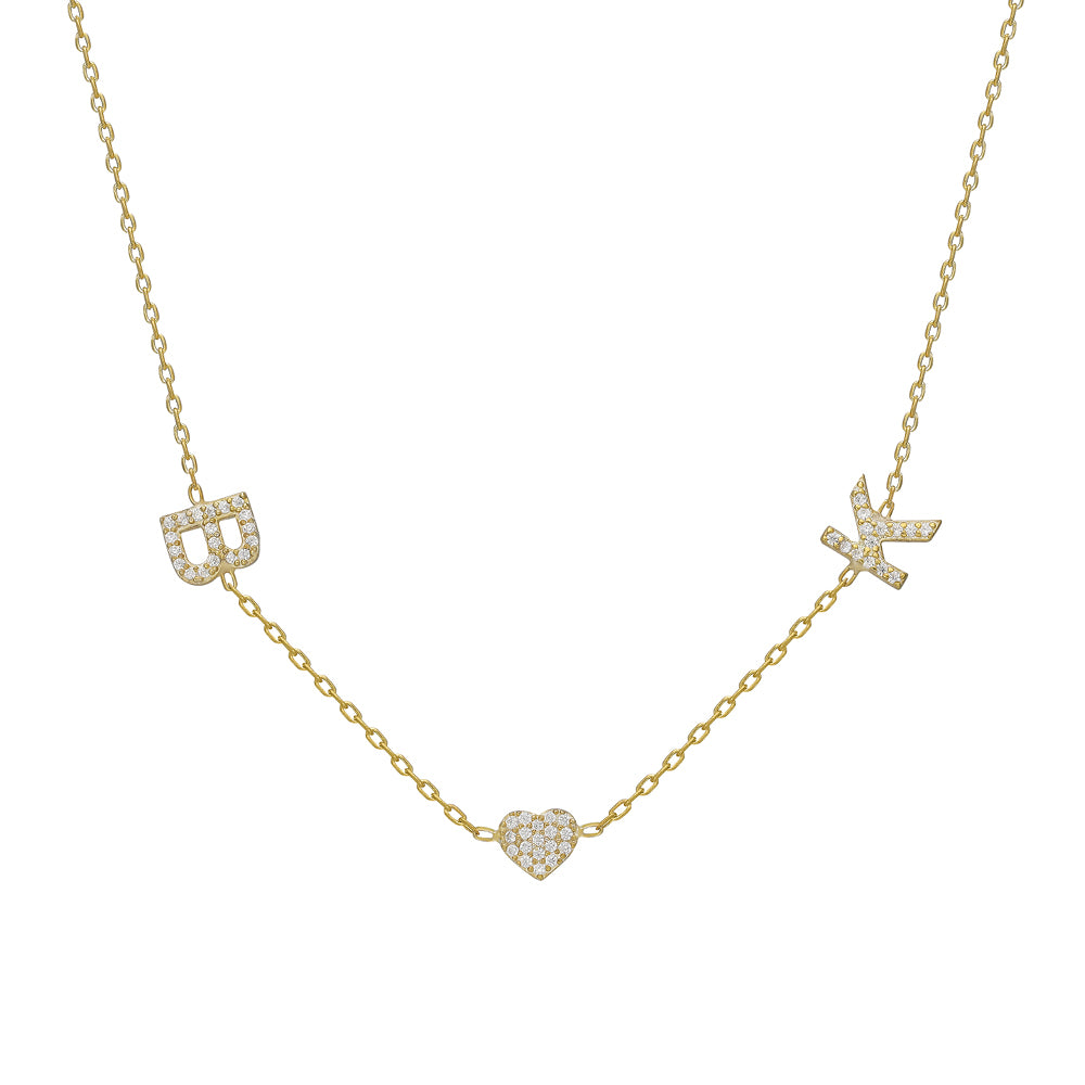 DUO INITIALEN HEART NECKLACE | 925 SILBER