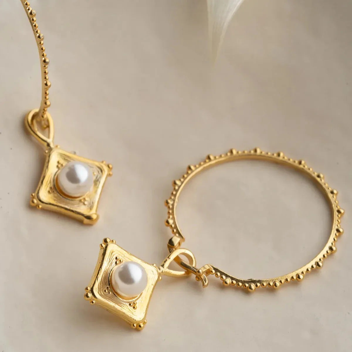 XXL RING PERLENOHRRINGE | 925 SILBER