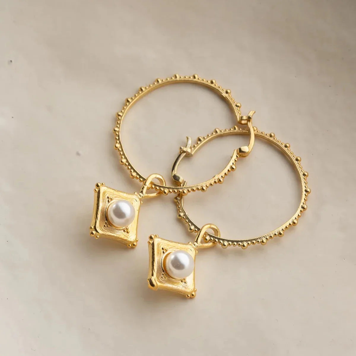 XXL RING PERLENOHRRINGE | 925 SILBER