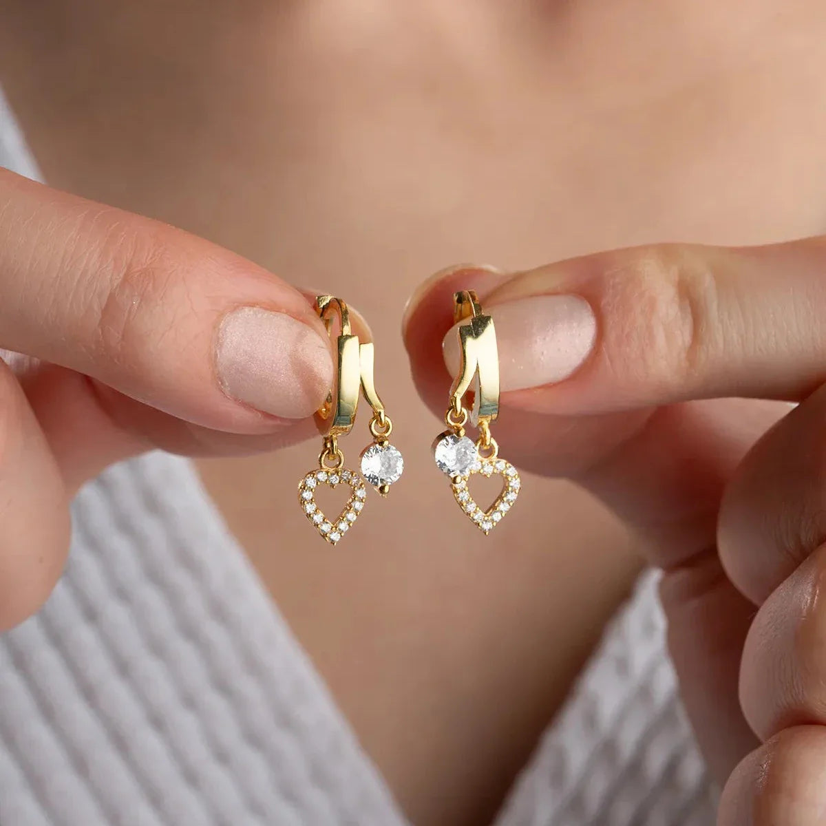 MINI HERZ & ZIRKONIA OHRRING | 925 SILBER