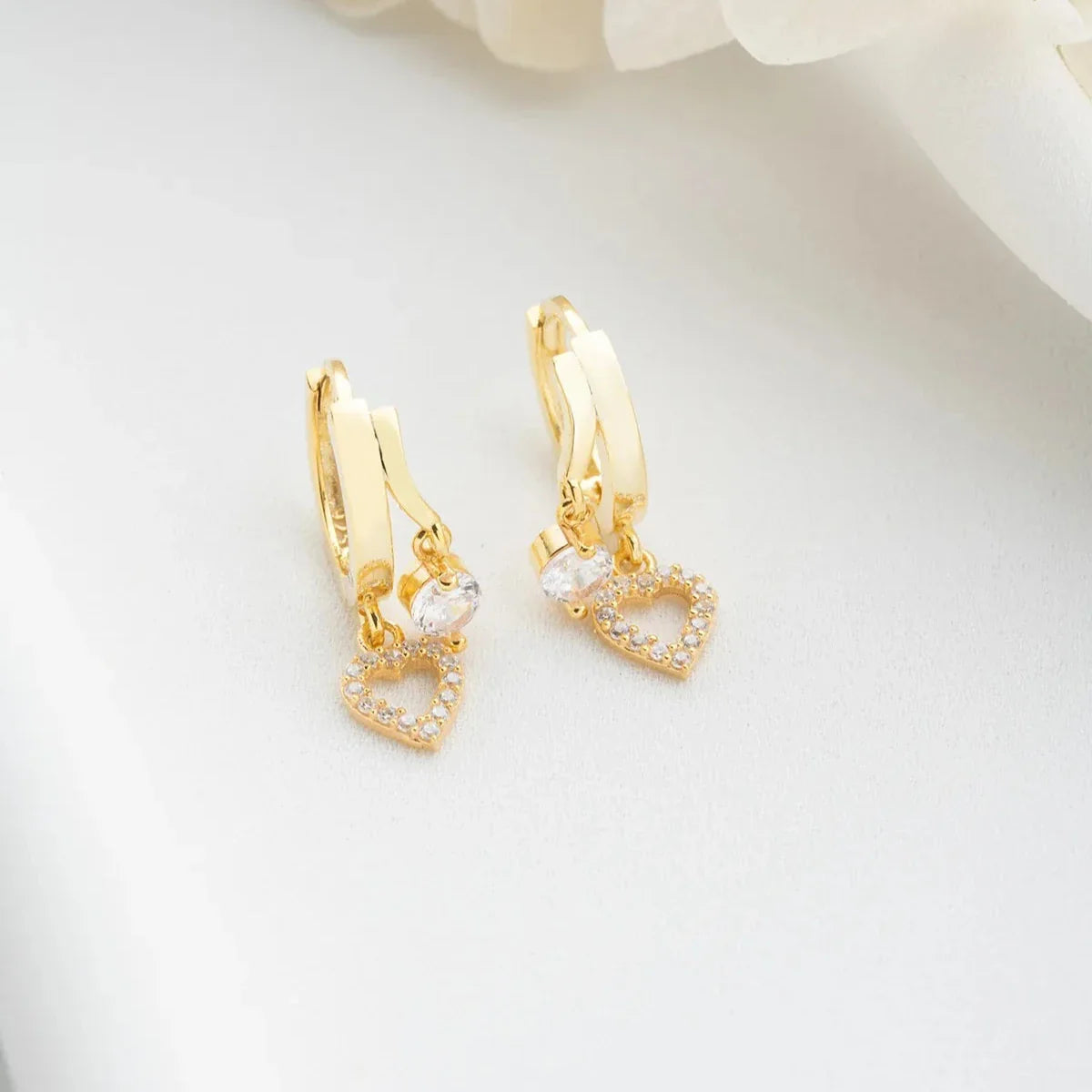 MINI HERZ & ZIRKONIA OHRRING | 925 SILBER