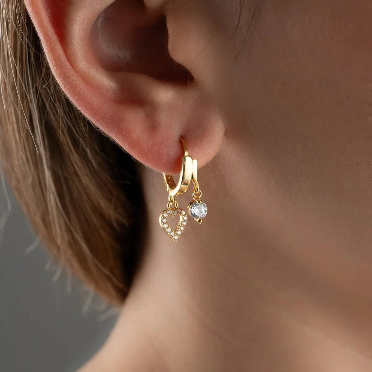 MINI HERZ & ZIRKONIA OHRRING | 925 SILBER