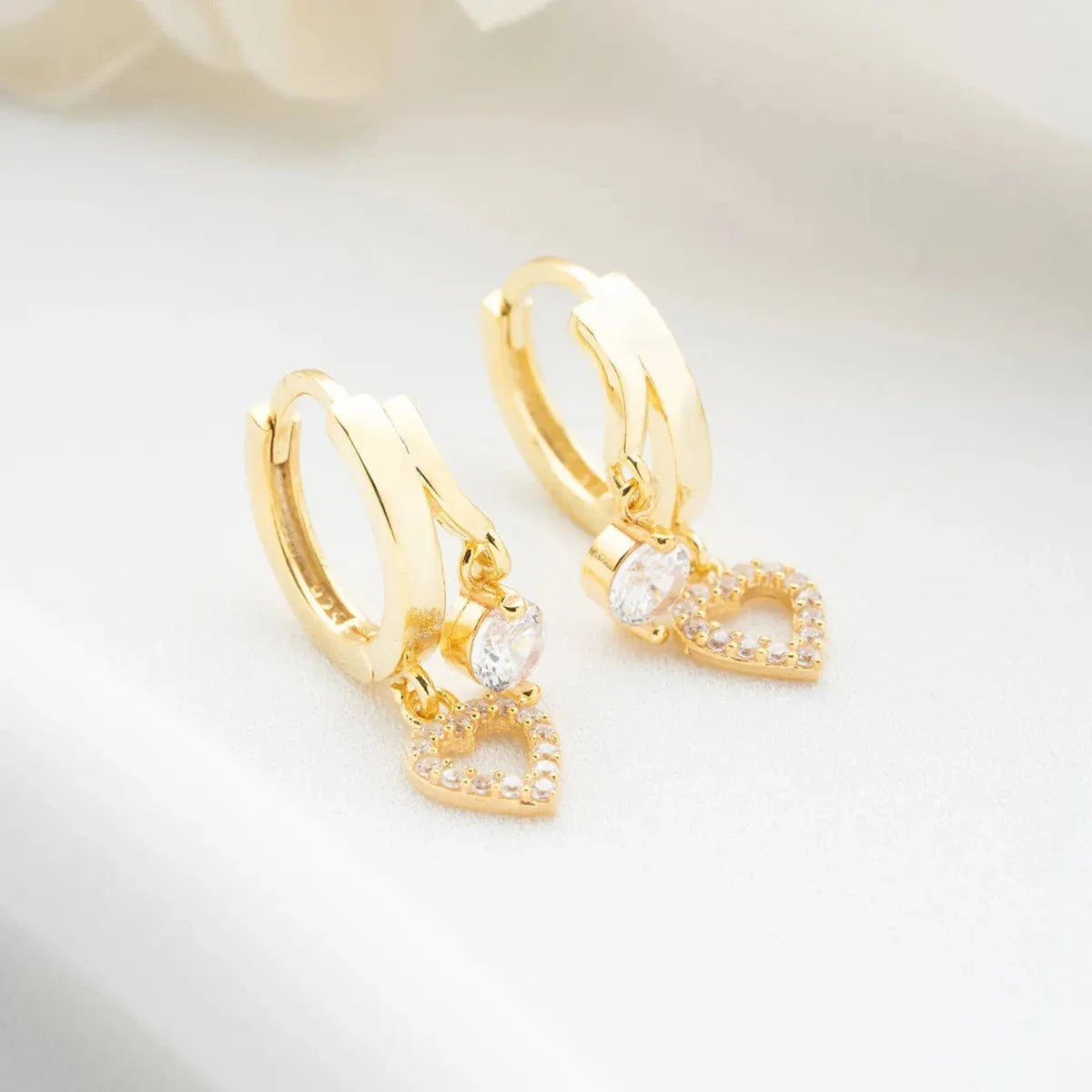 MINI HERZ & ZIRKONIA OHRRING | 925 SILBER