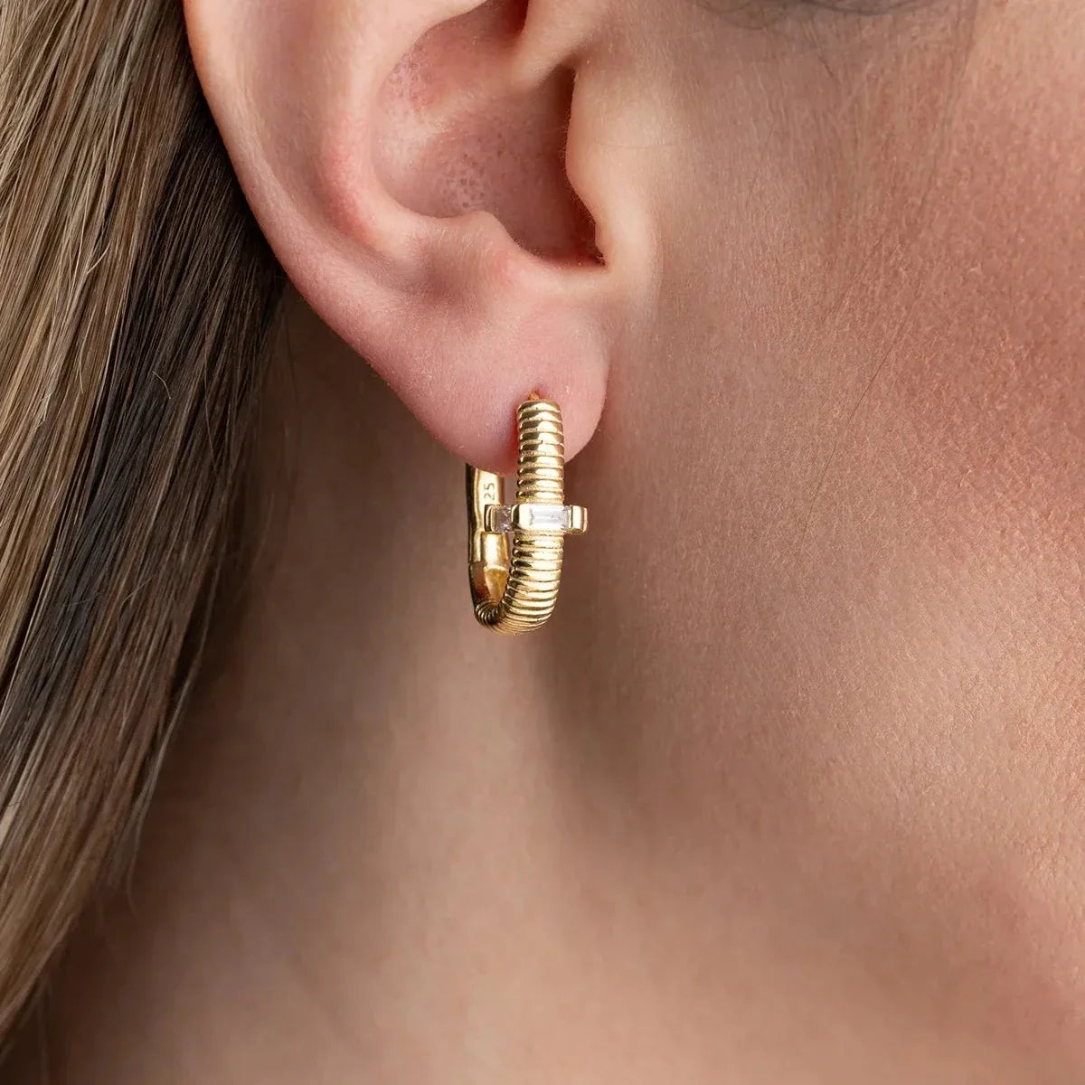 BAGUETTE OVALE OHRRINGE | 925 SILBER