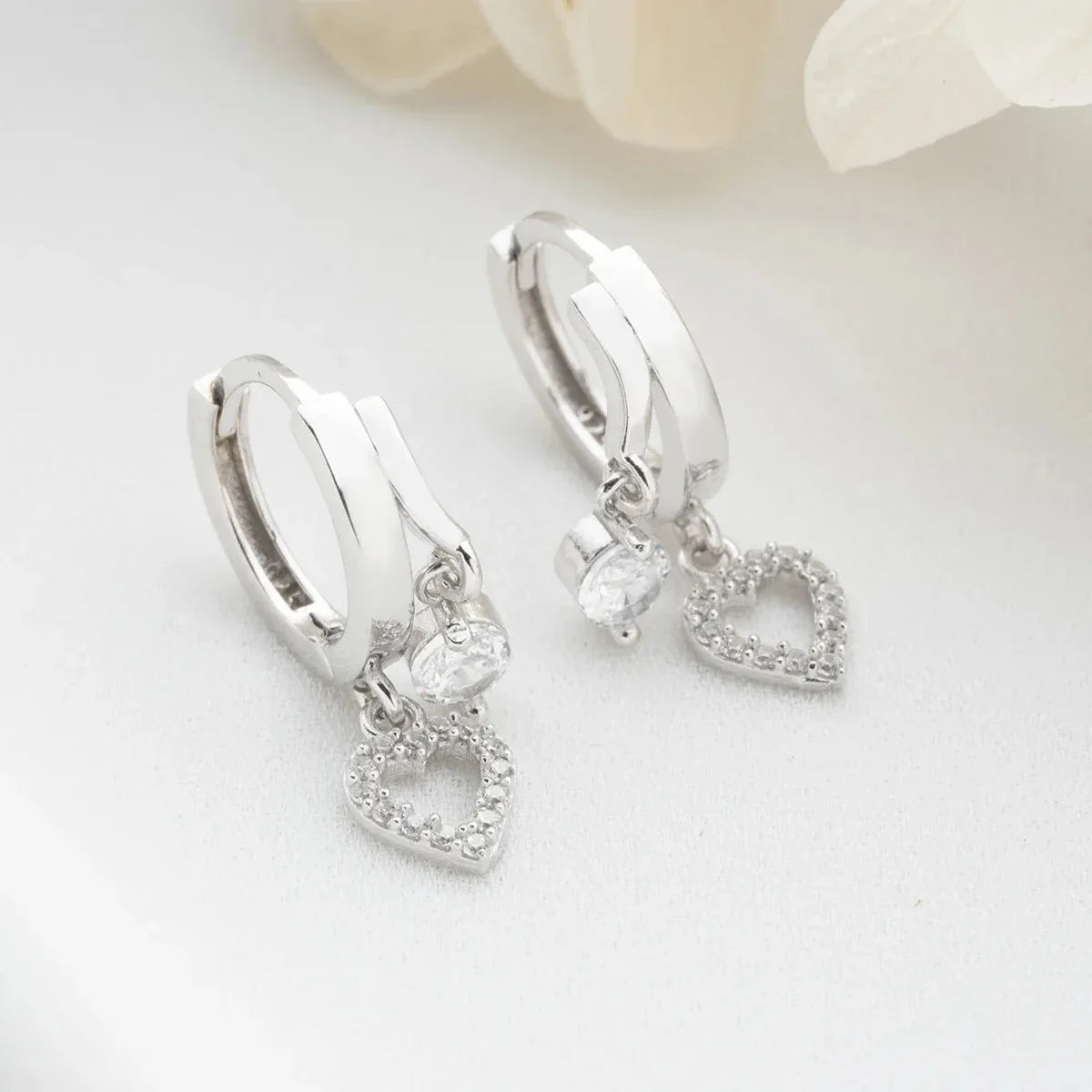 MINI HERZ & ZIRKONIA OHRRING | 925 SILBER