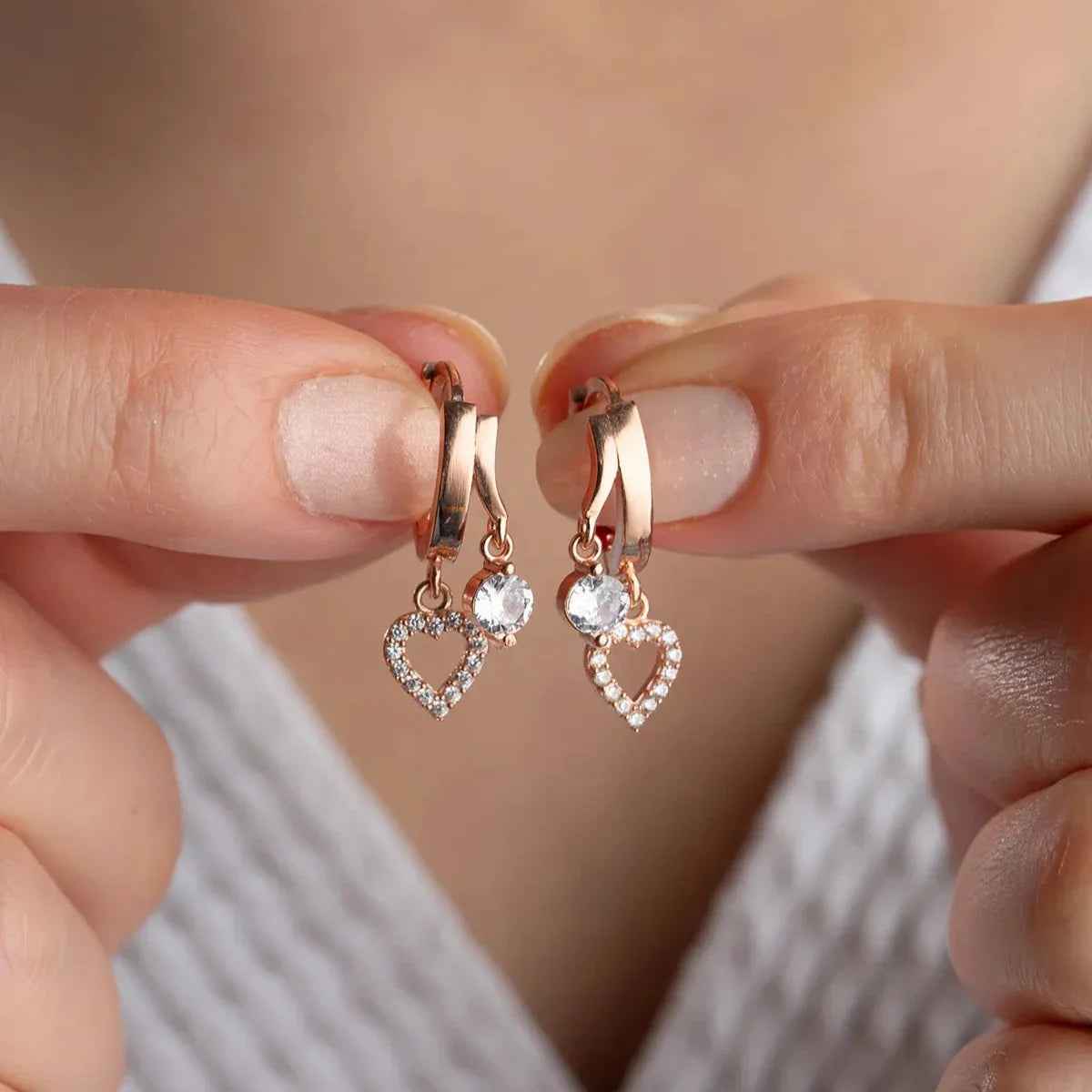 MINI HERZ & ZIRKONIA OHRRING | 925 SILBER