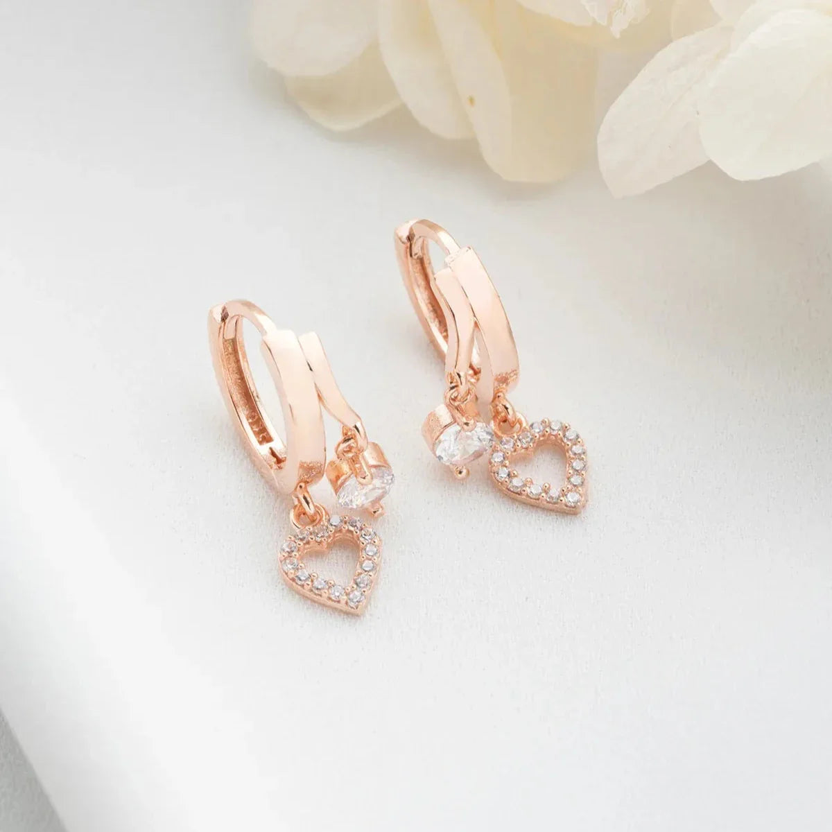 MINI HERZ & ZIRKONIA OHRRING | 925 SILBER