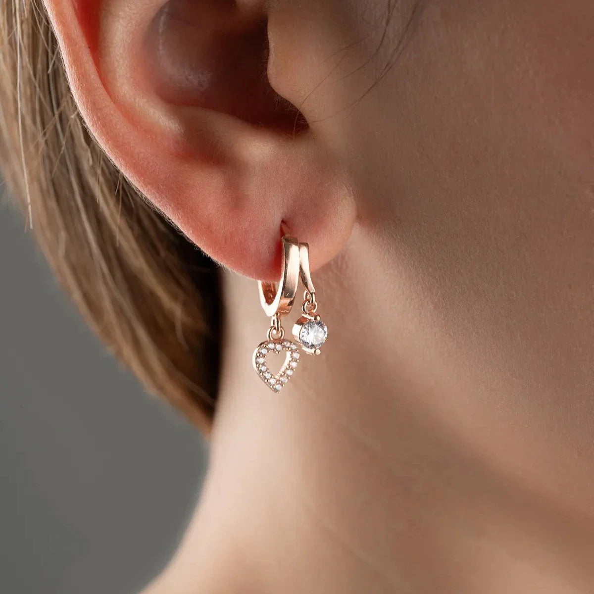 MINI HERZ & ZIRKONIA OHRRING | 925 SILBER