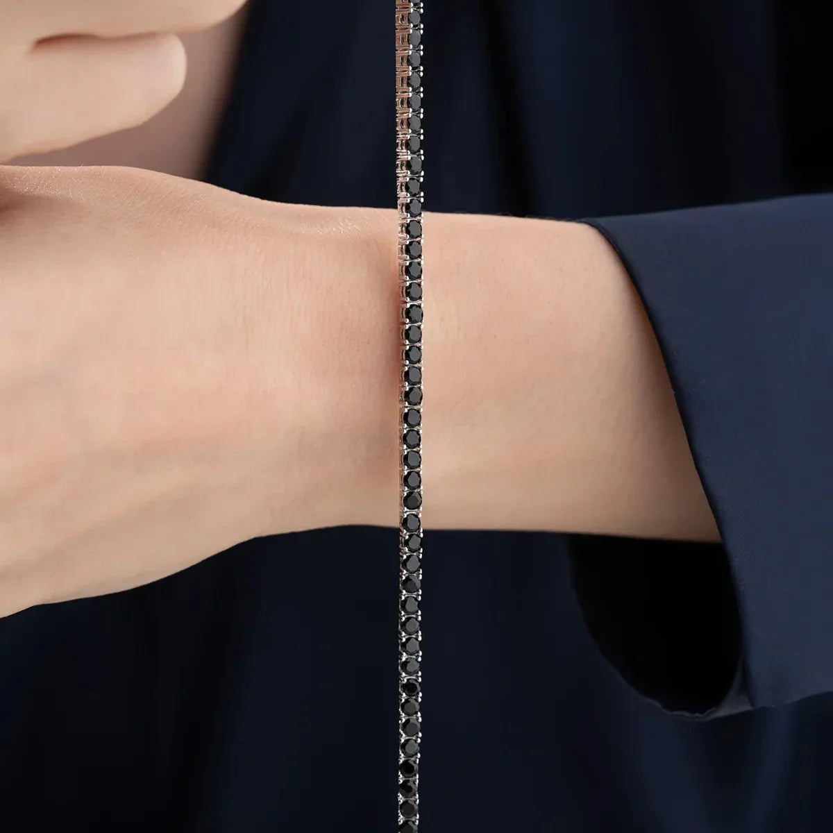 ICED OUT ARMBAND AUS SCHWARZEM STEIN | 925 SILBER