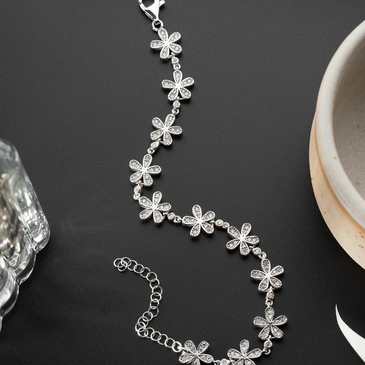 ZIRKONSTEIN BLUME ARMBAND | 925 SILBER