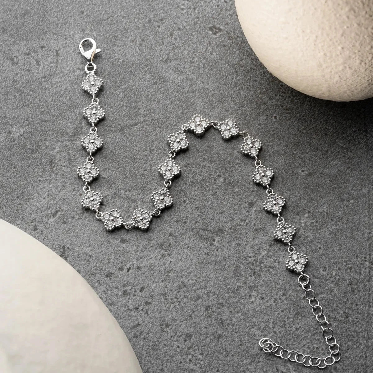 ZIRKON STEIN KLEE ARMBAND | 925 SILBER