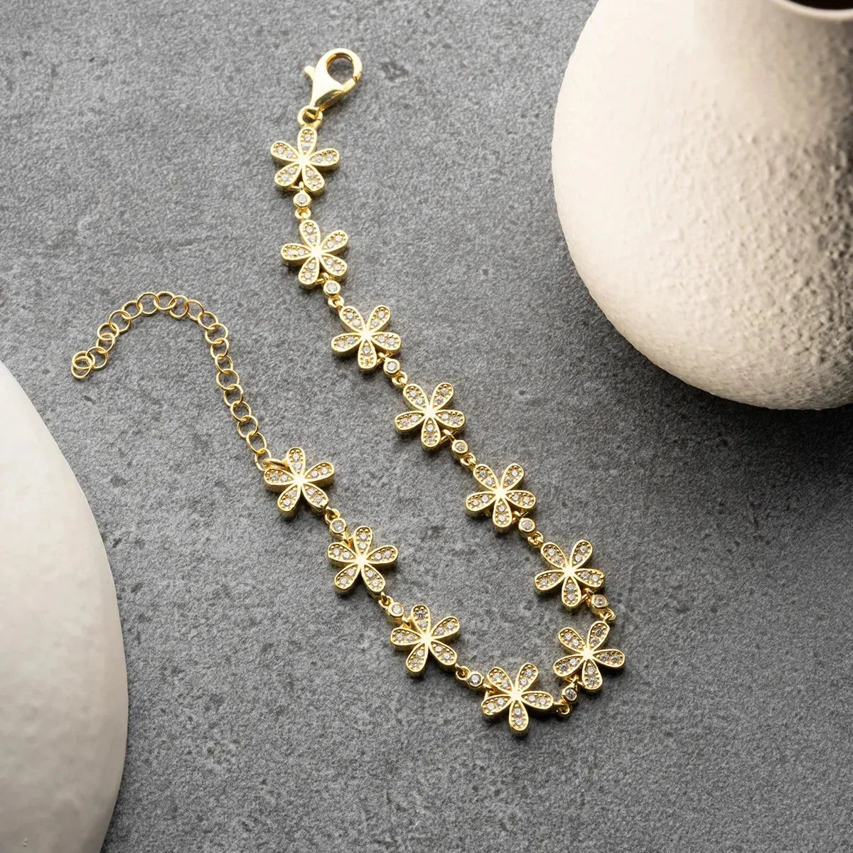 ZIRKONSTEIN BLUME ARMBAND | 925 SILBER