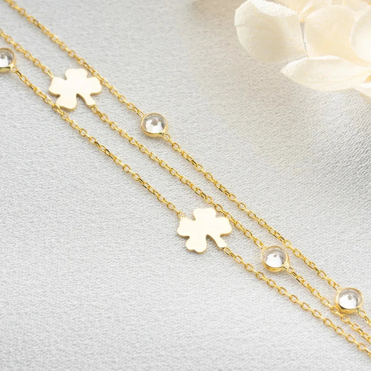 3 REIHEN KLEE STEIN ARMBAND | 925 SILBER