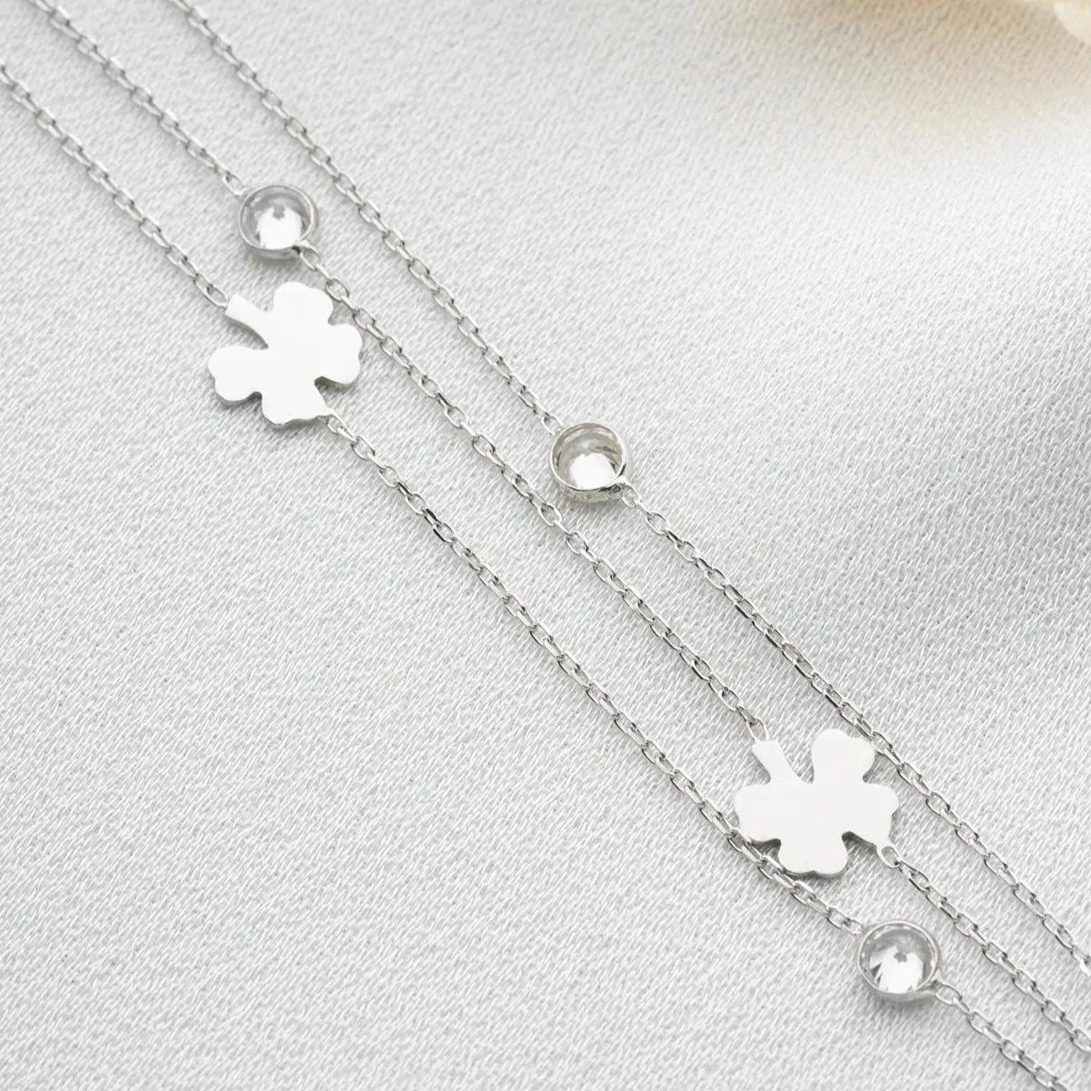 3 REIHEN KLEE STEIN ARMBAND | 925 SILBER