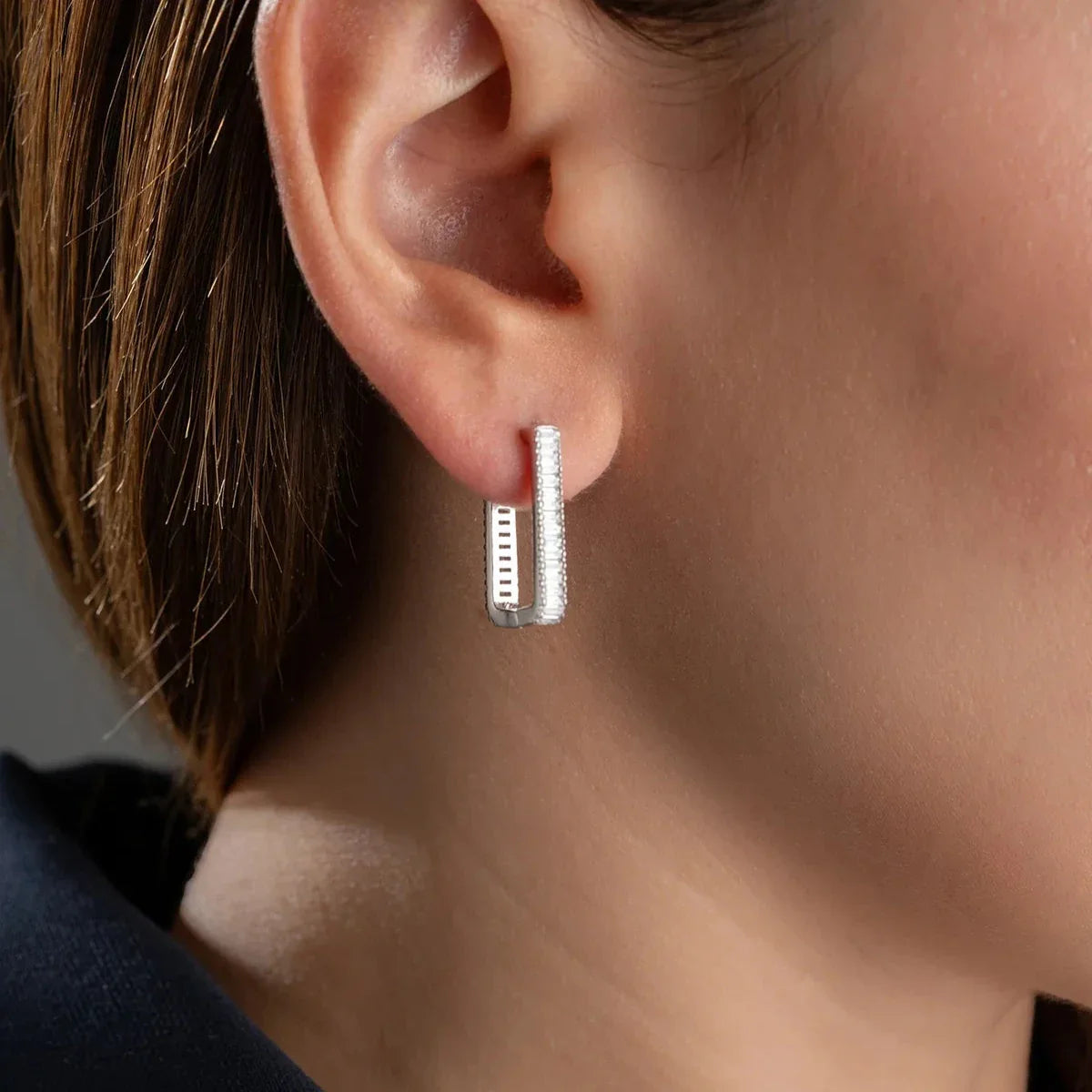 Baguette Stone and Earrings | 925 Silver