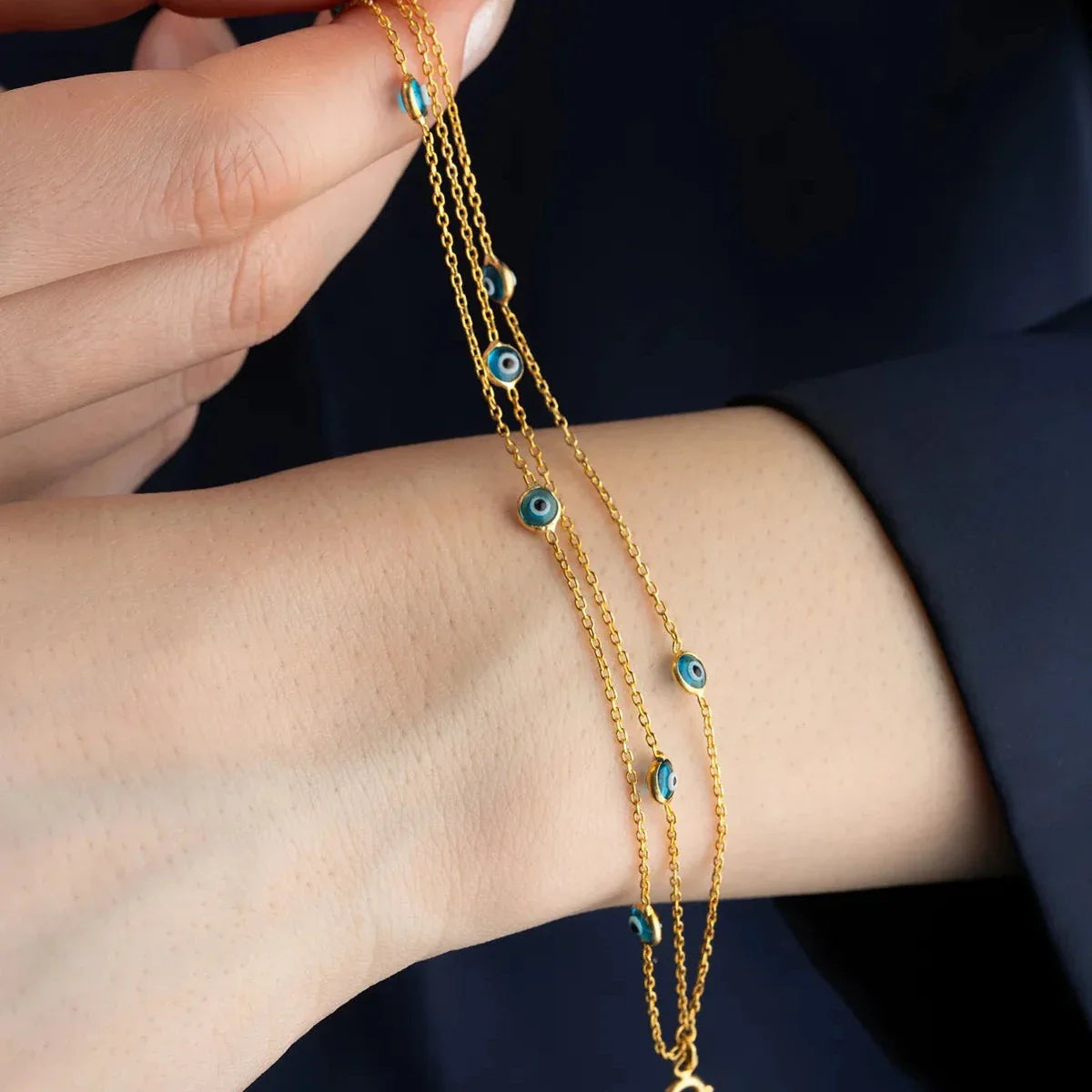 3 REIHE MINI NAZAR ARMBAND | 925 SILBER