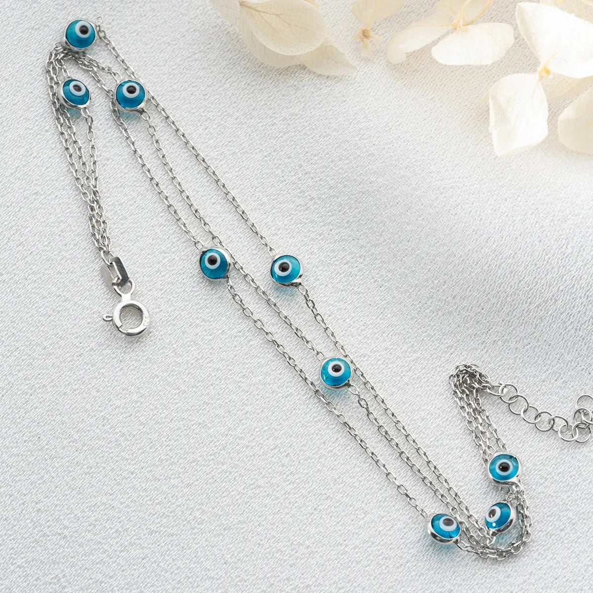 3 REIHE MINI NAZAR ARMBAND | 925 SILBER