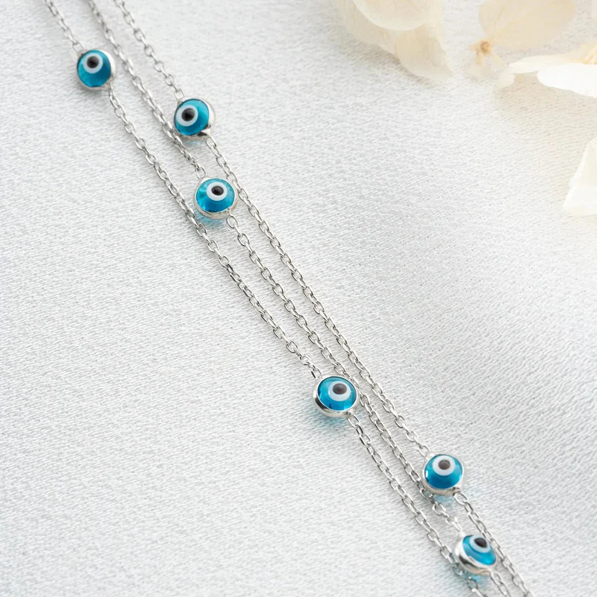 3 REIHE MINI NAZAR ARMBAND | 925 SILBER