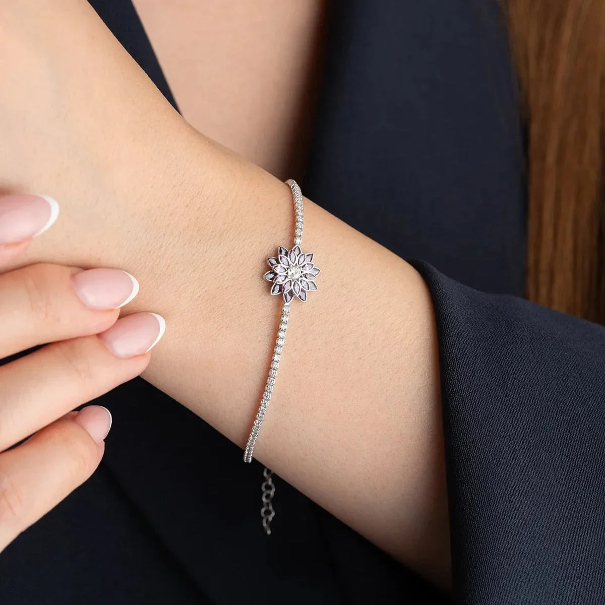 LILA STEIN LOTUS ARMBAND | 925 SILBER