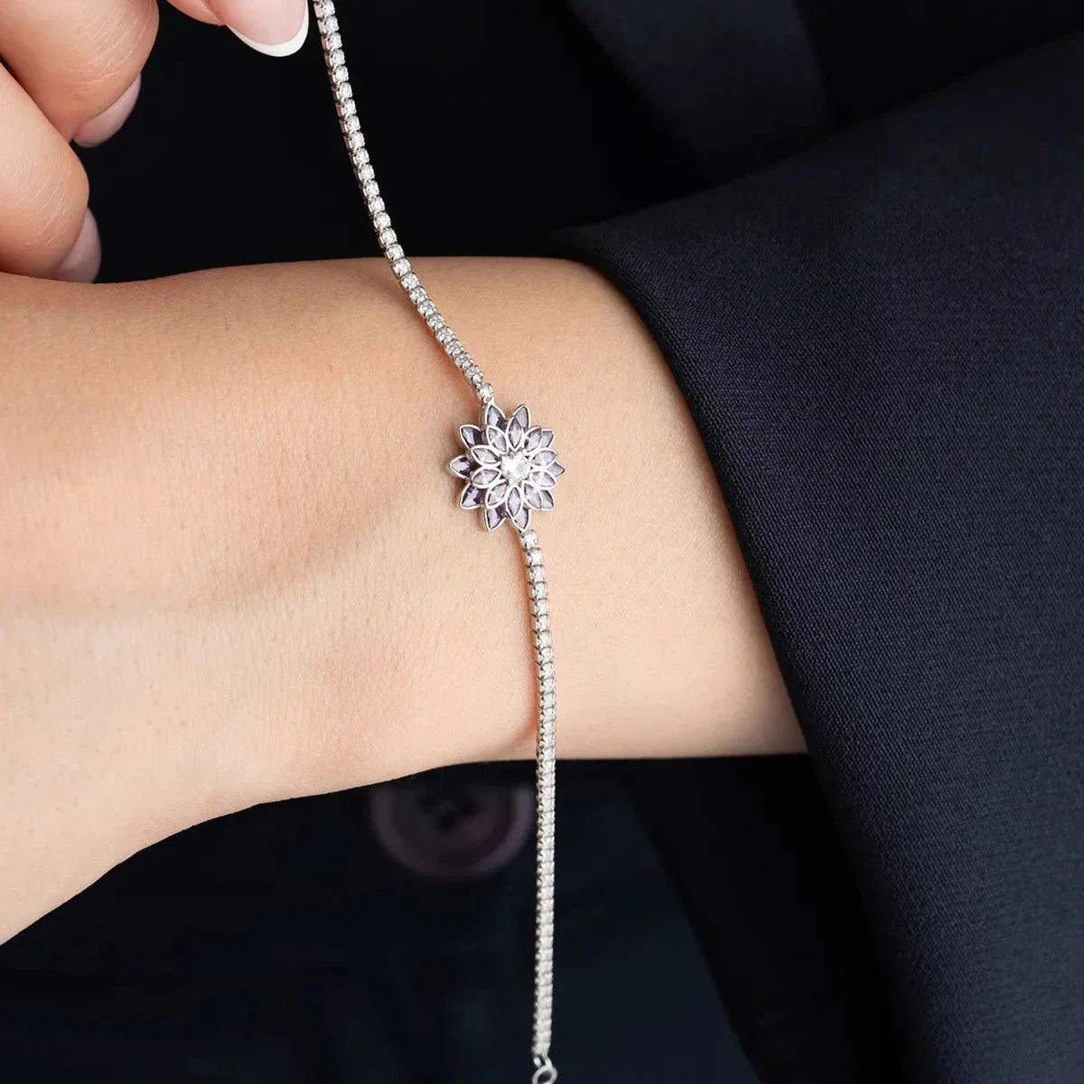 LILA STEIN LOTUS ARMBAND | 925 SILBER