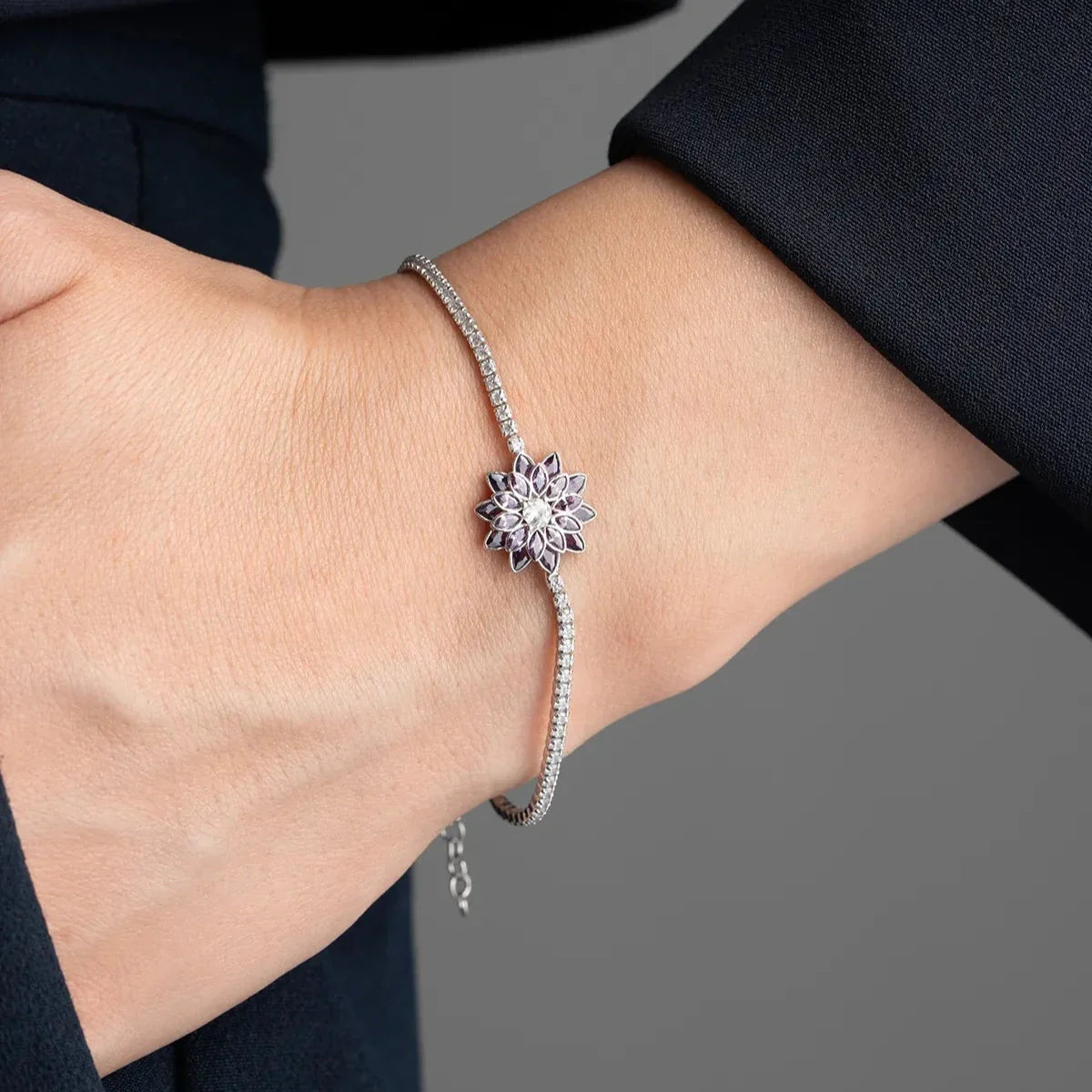 LILA STEIN LOTUS ARMBAND | 925 SILBER