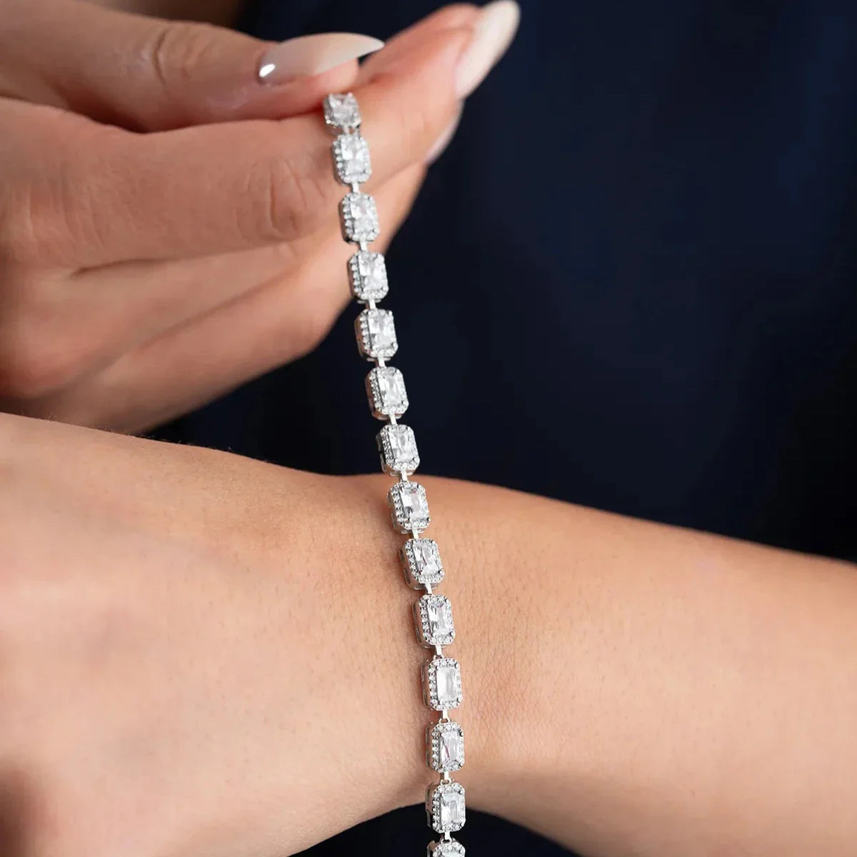 ARMBAND MIT BAGUETTE STEIN | 925 SILBER