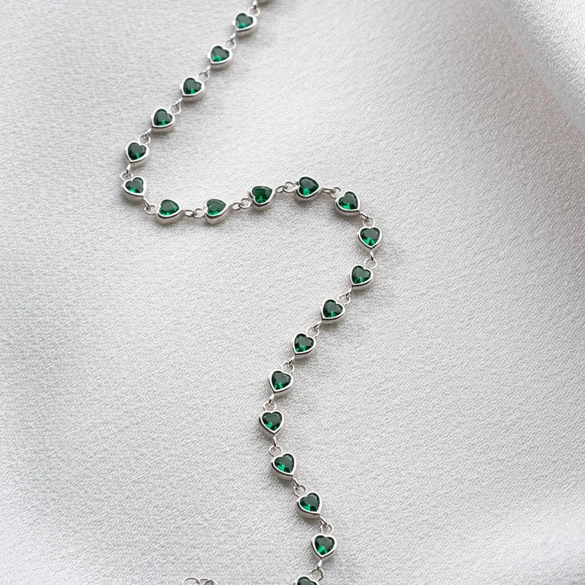 MINI HERZ SMARAGD ARMBAND | 925 SILBER