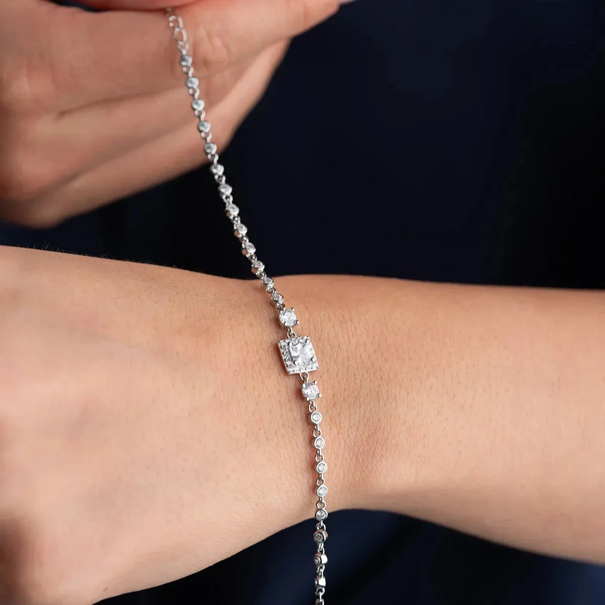 QUADRATISCHES STEINARMBAND | 925 SILBER