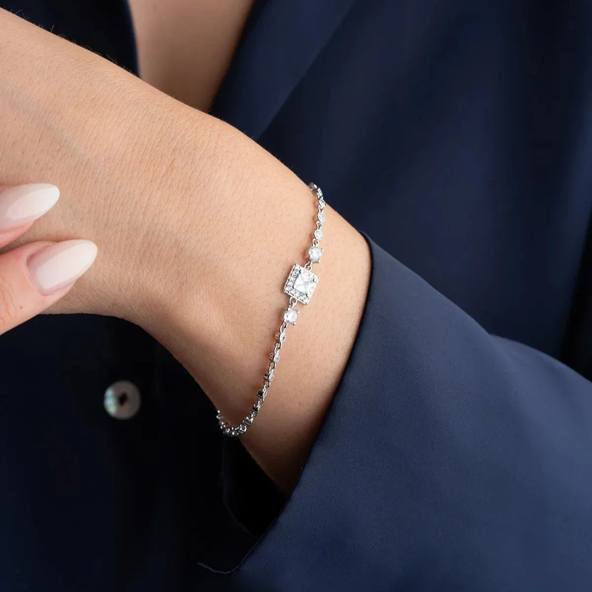 QUADRATISCHES STEINARMBAND | 925 SILBER