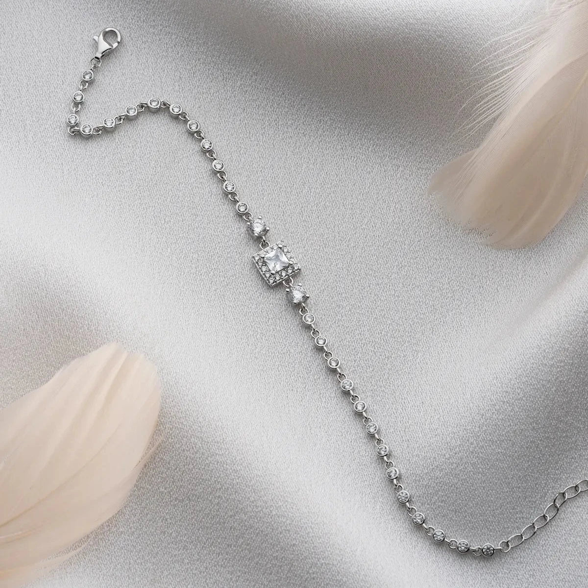 QUADRATISCHES STEINARMBAND | 925 SILBER