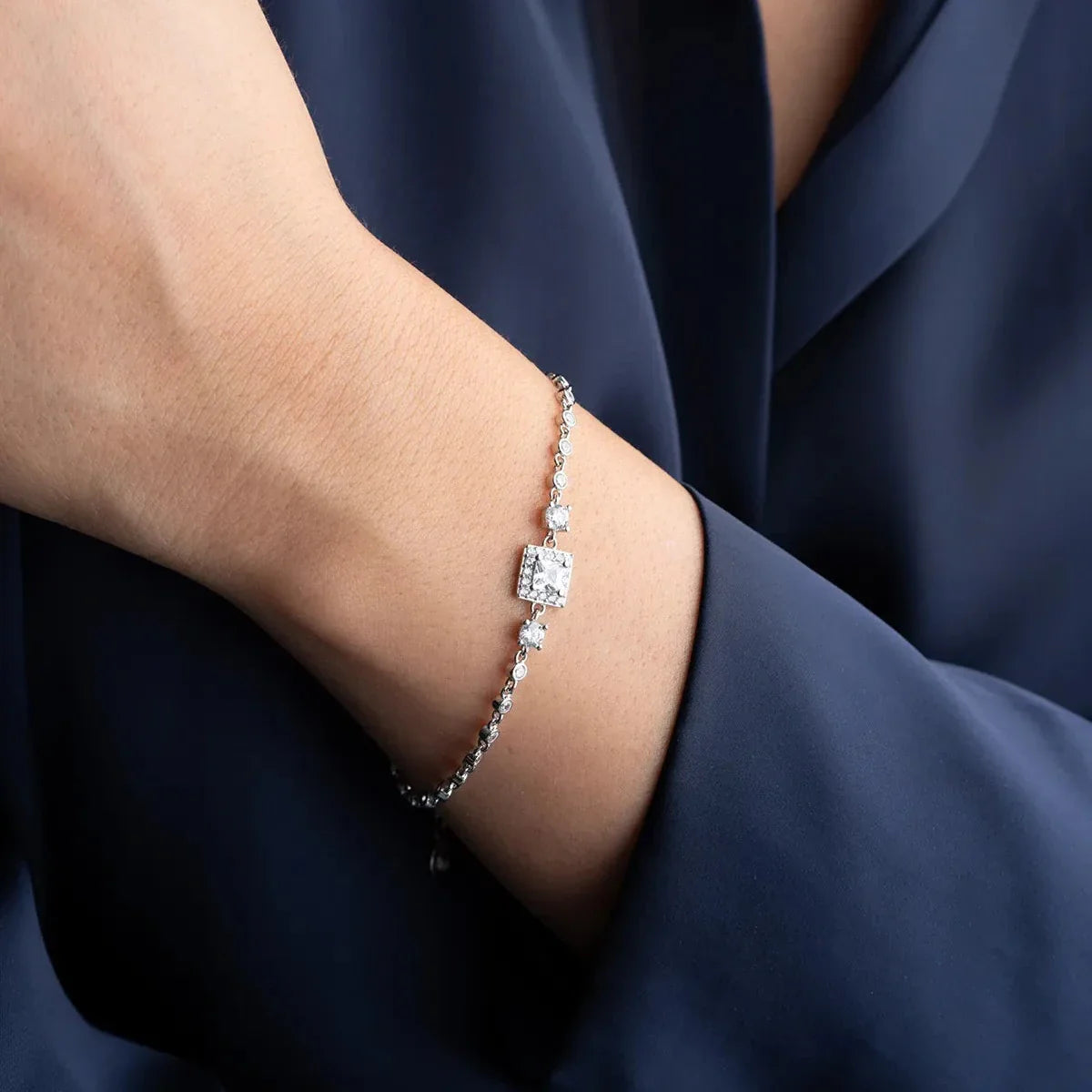 QUADRATISCHES STEINARMBAND | 925 SILBER