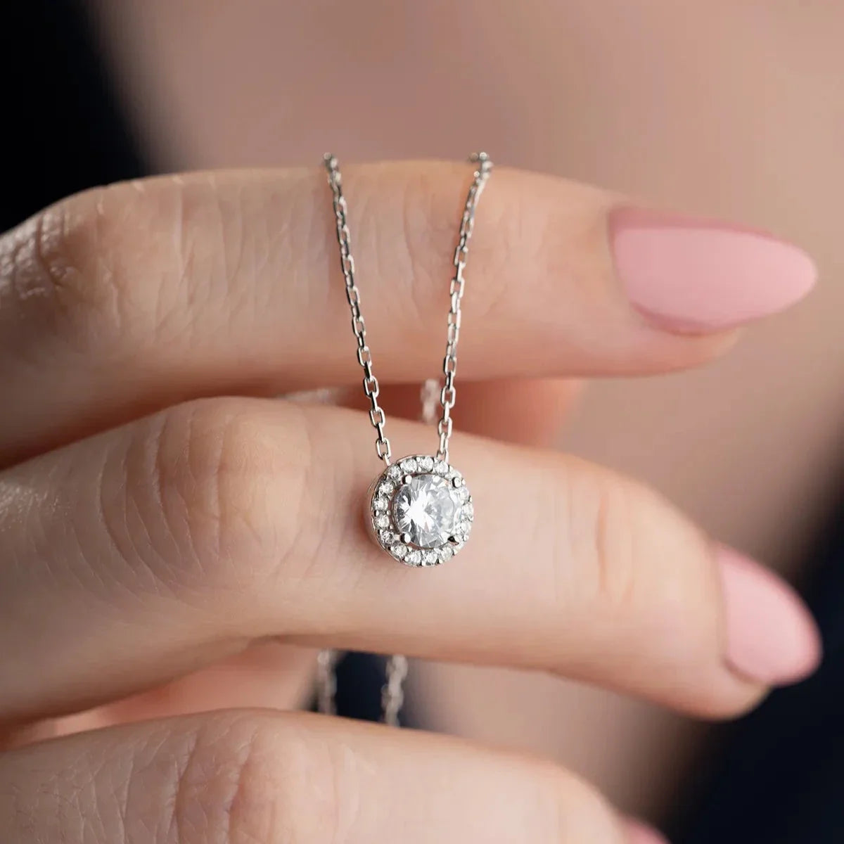 DIAMANT MODELL EINZELSTEIN HALSKETTE | 925 SILBER