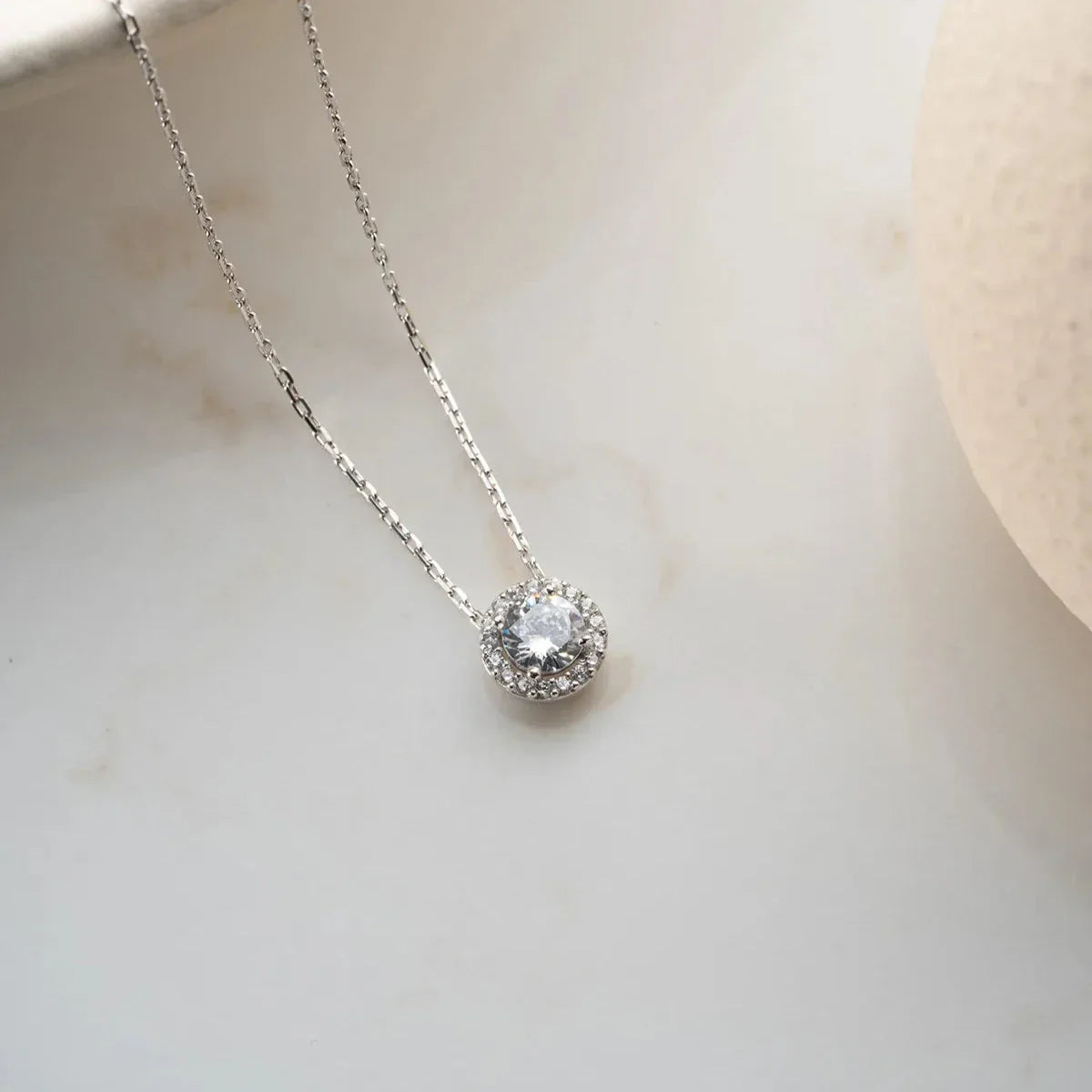 DIAMANT MODELL EINZELSTEIN HALSKETTE | 925 SILBER