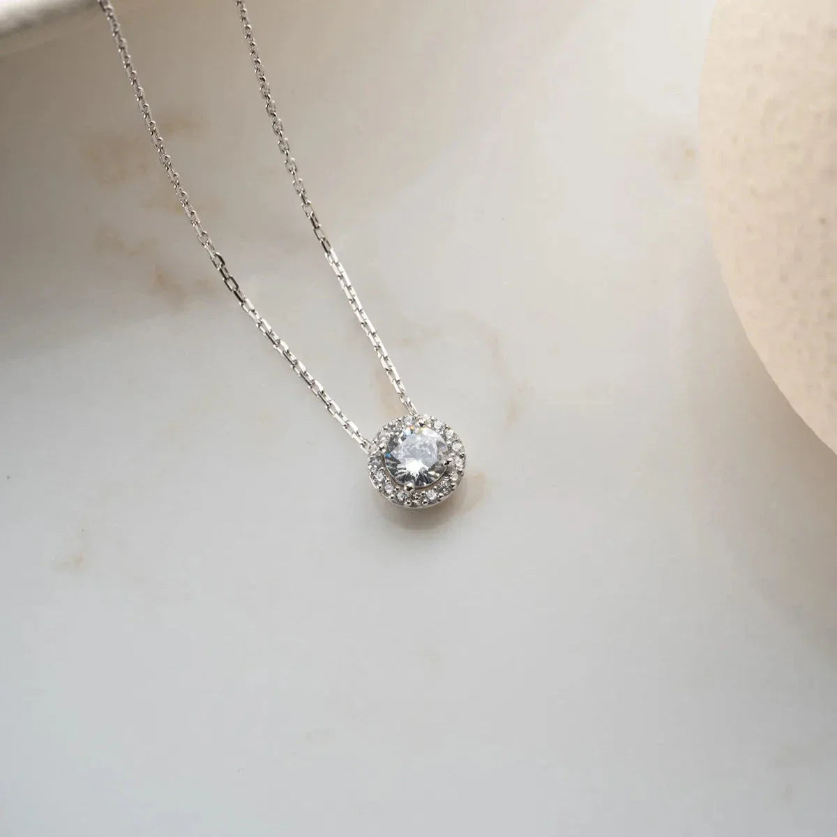 DIAMANT MODELL EINZELSTEIN HALSKETTE | 925 SILBER