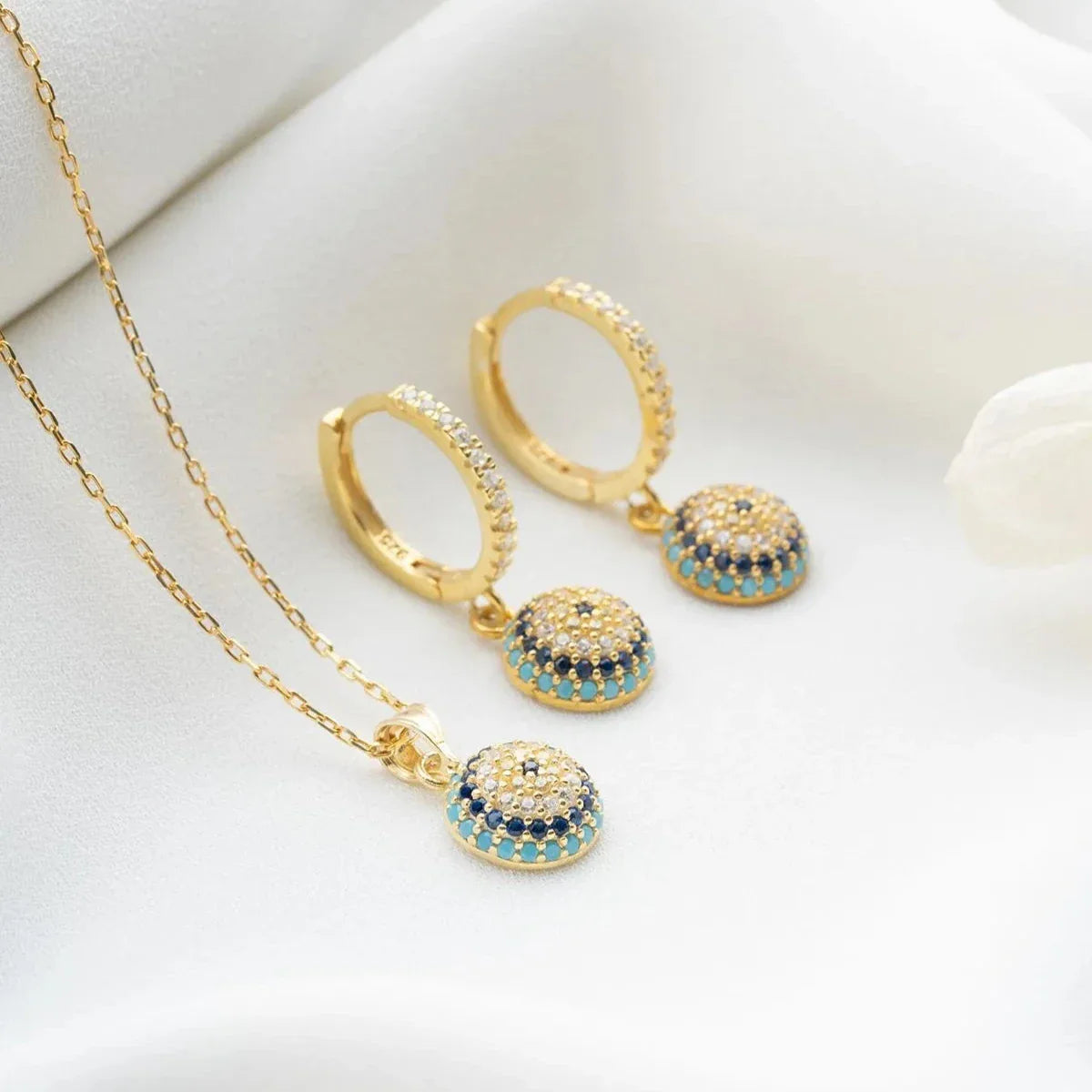 EVIL EYE HALSKETTE OHRRING SET | 925 SILBER