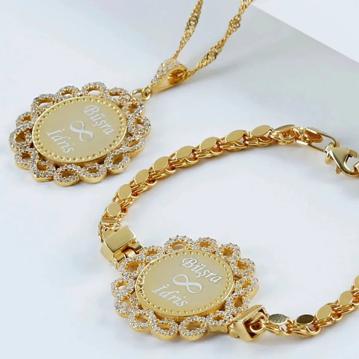 PAILLETTEN KETTE HALSKETTE ARMBAND SET | 925 SILBER