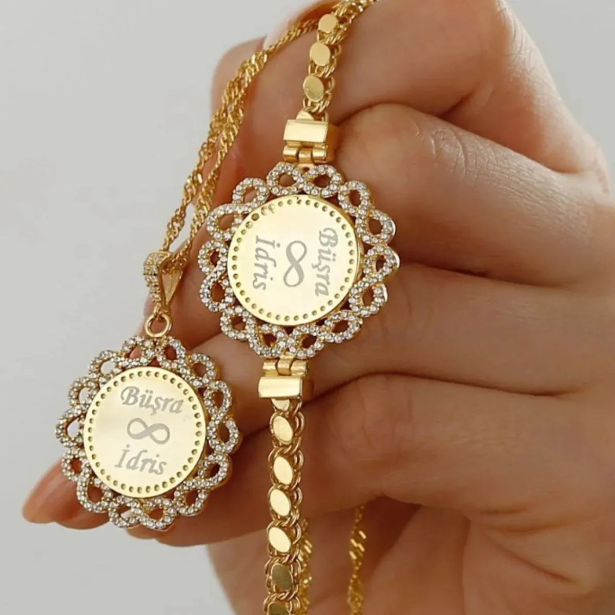 PAILLETTEN KETTE HALSKETTE ARMBAND SET | 925 SILBER