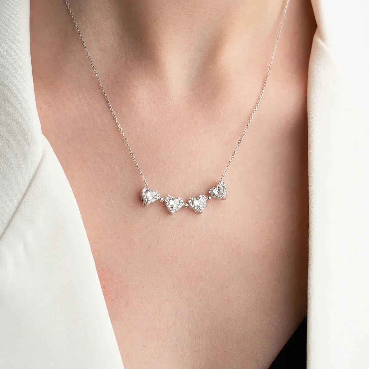 WEISSE STEINKETTE MIT MAGNET | 925 SILBER