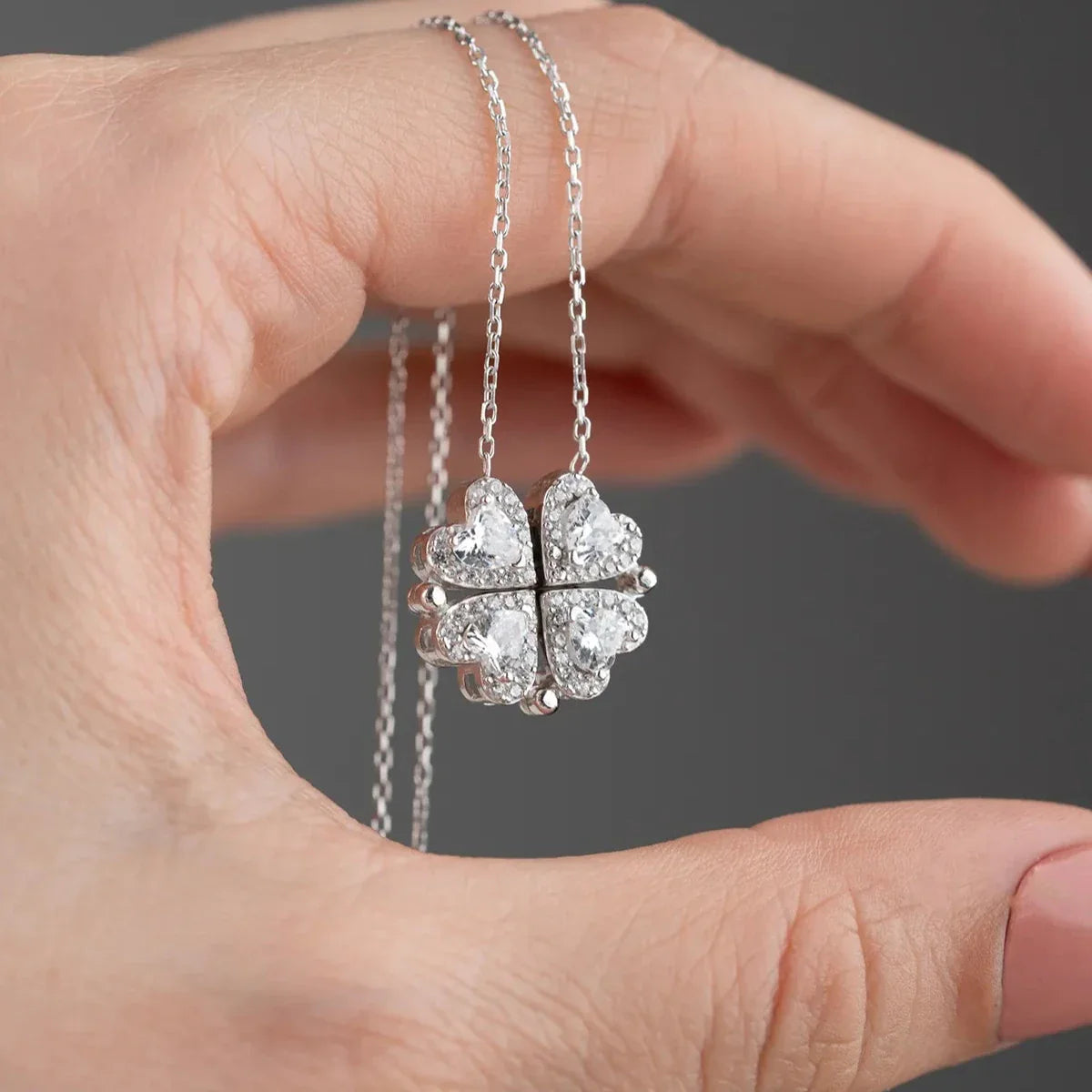 WEISSE STEINKETTE MIT MAGNET | 925 SILBER