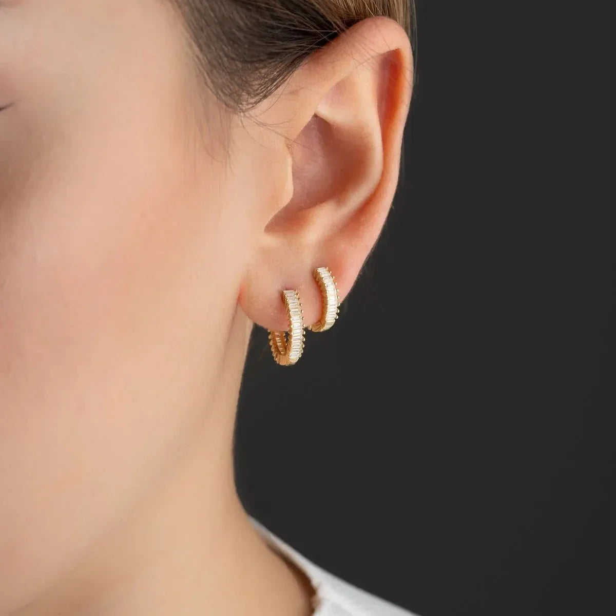 BAGUETTE STEIN SET VON 2 OHRRINGEN | 925 SILBER