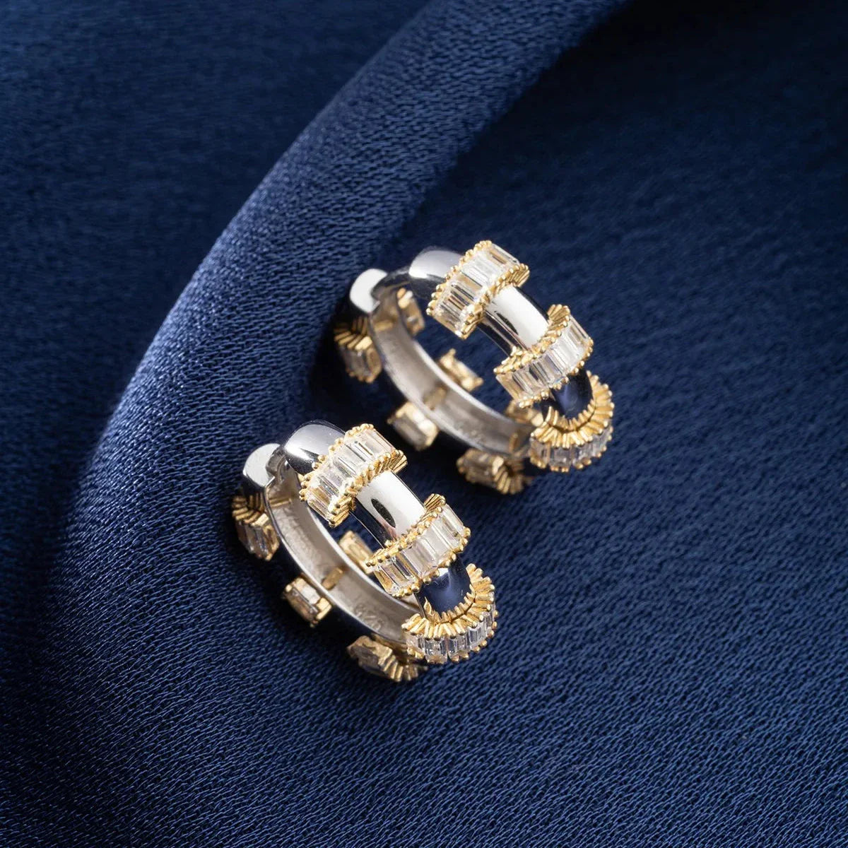 BAGUETTE STEIN CREOLEN | 925 SILBER