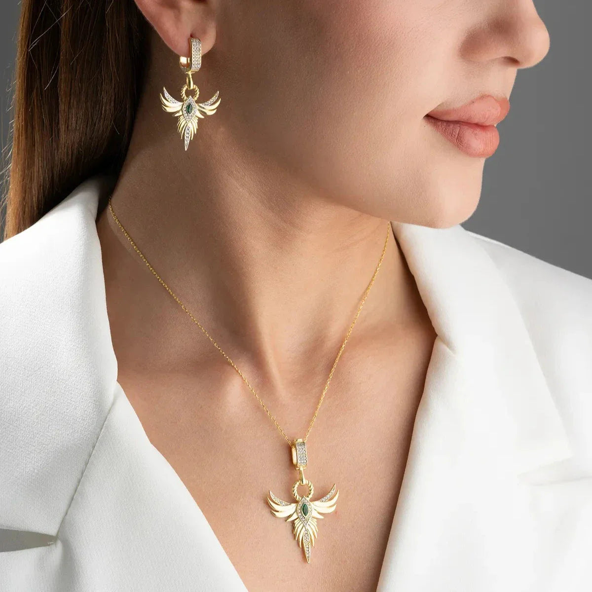 ZÜMRÜDÜANKA HALSKETTE OHRRING SET | 925 SILBER