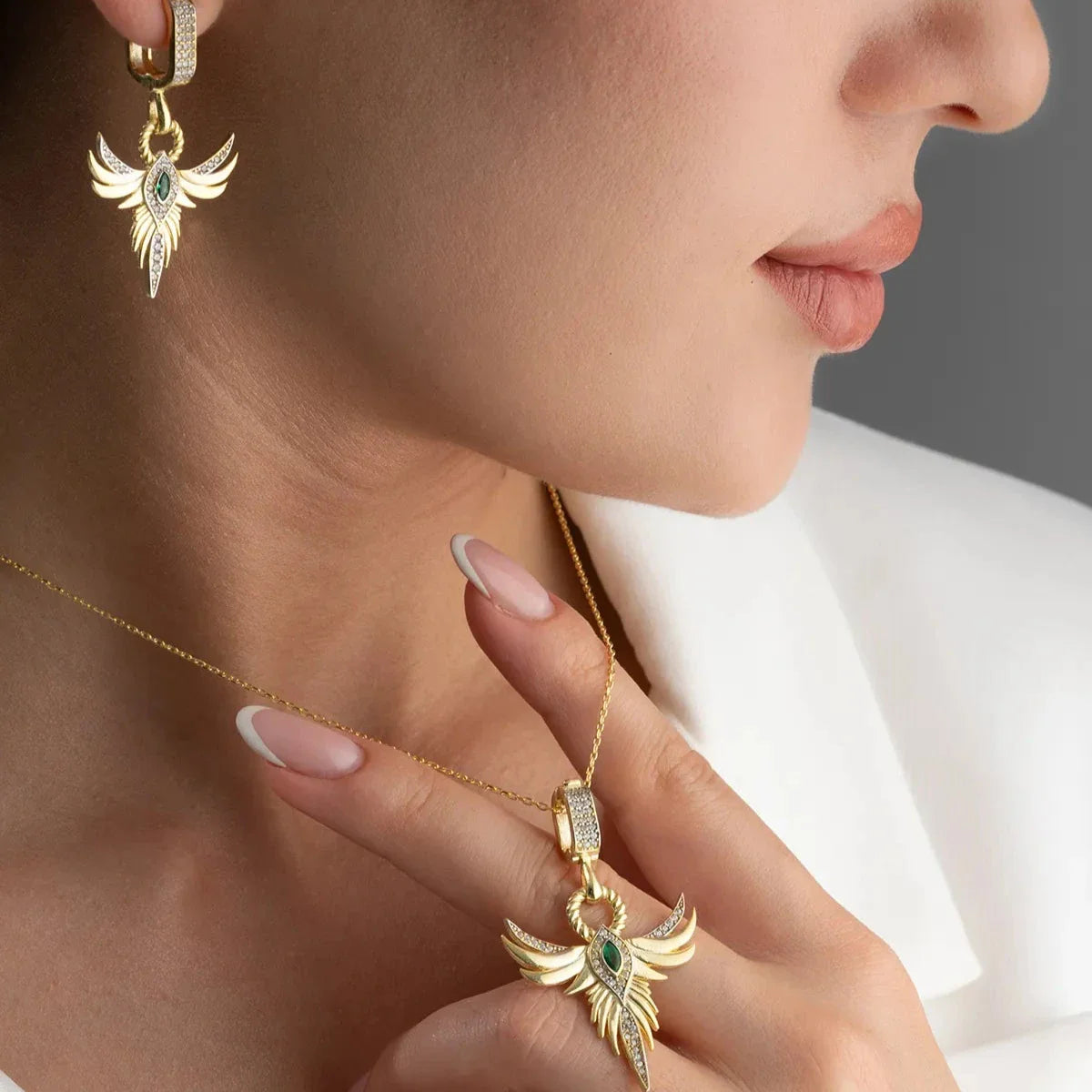 ZÜMRÜDÜANKA HALSKETTE OHRRING SET | 925 SILBER