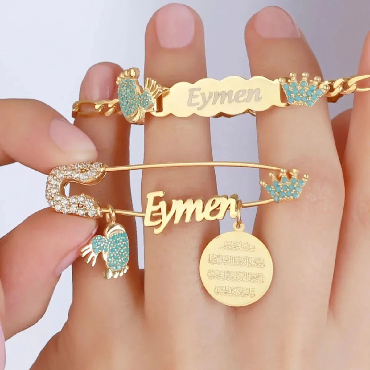 KINDER GRAVURARMBAND + STECKNADEL SET | 925 SILBER