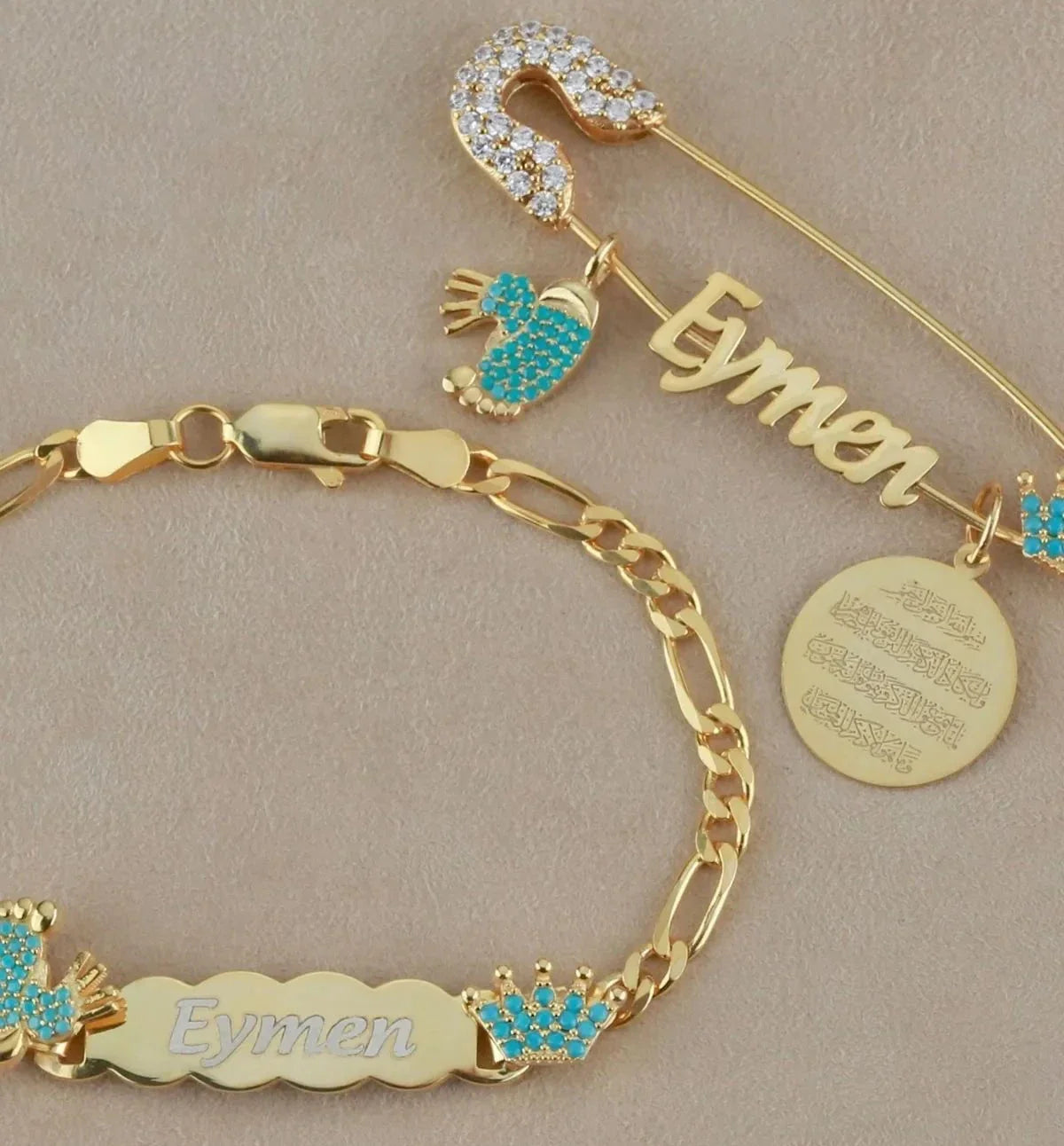 KINDER GRAVURARMBAND + STECKNADEL SET | 925 SILBER