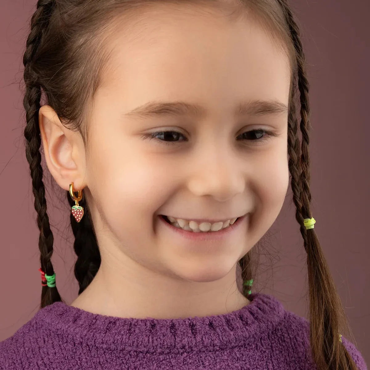 ERDBEERE KINDER OHRRINGE | 925 SILBER