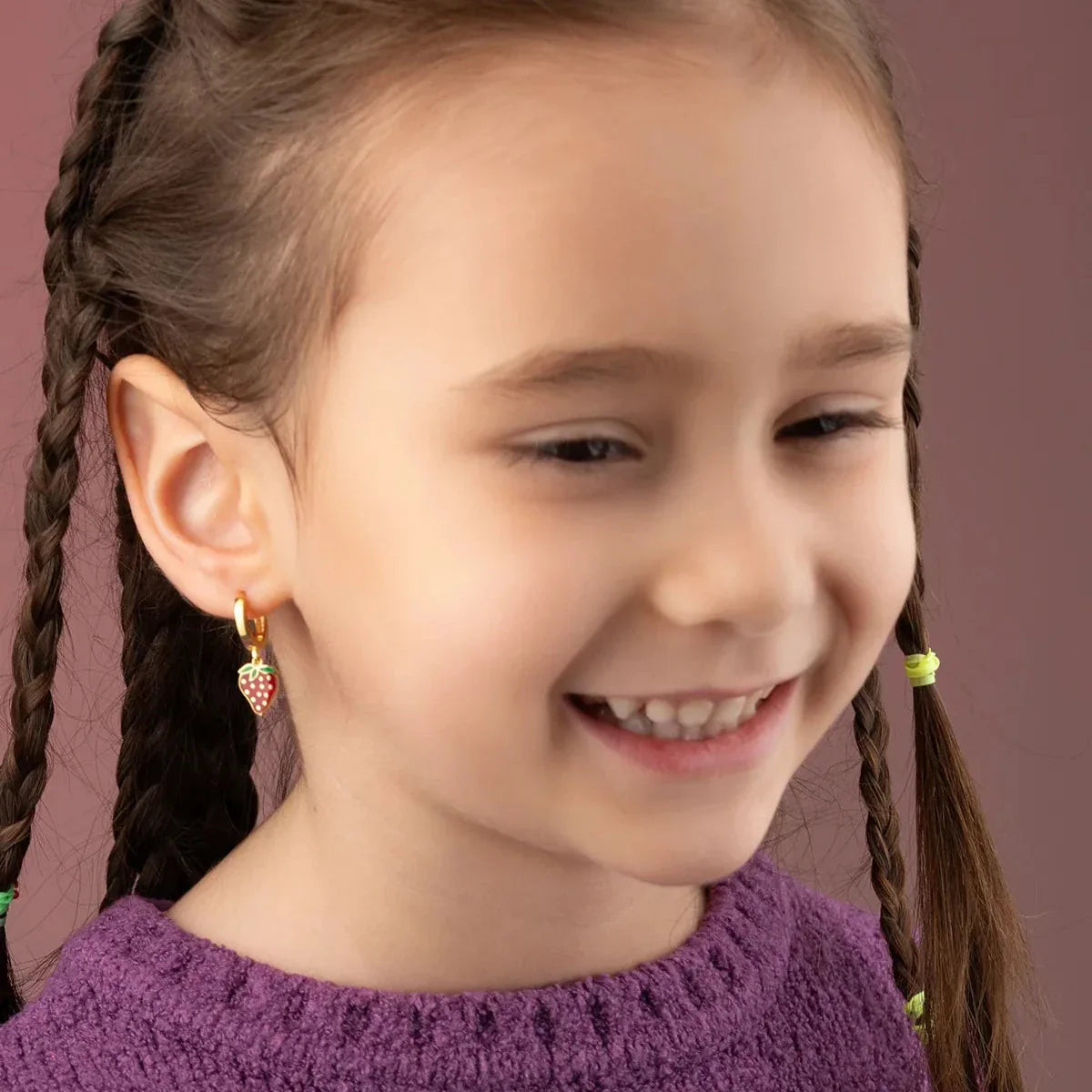 ERDBEERE KINDER OHRRINGE | 925 SILBER