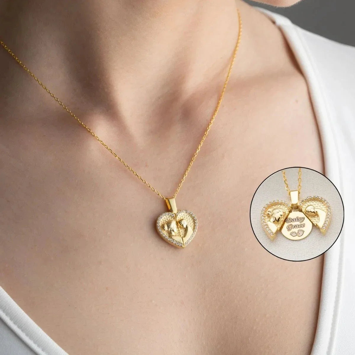 MAMA & KIND GRAVUR HALSKETTE | 925 SILVER | 925 SILBER