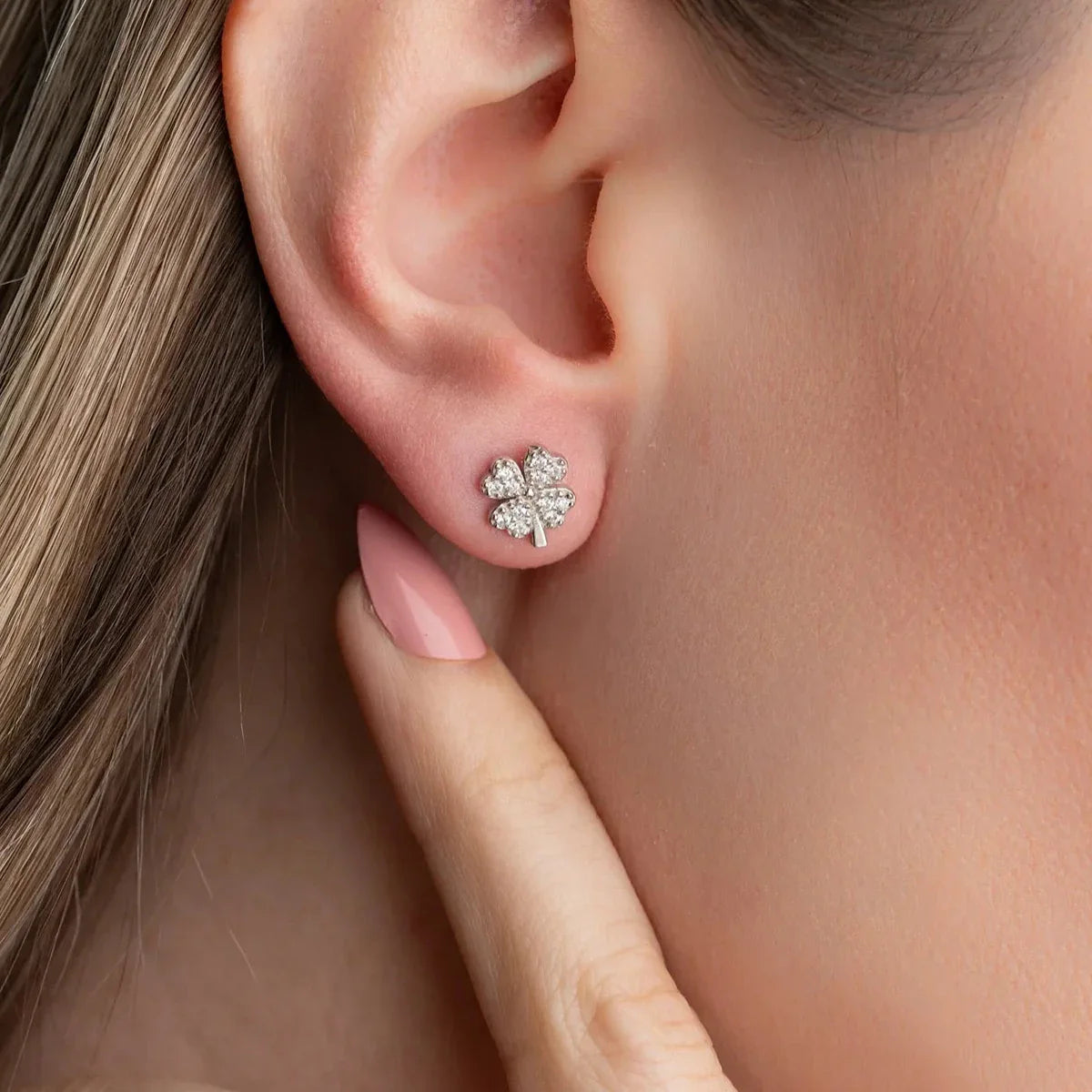 ZIRKONIA KLEEBLATT OHRRINGE | 925 SILBER