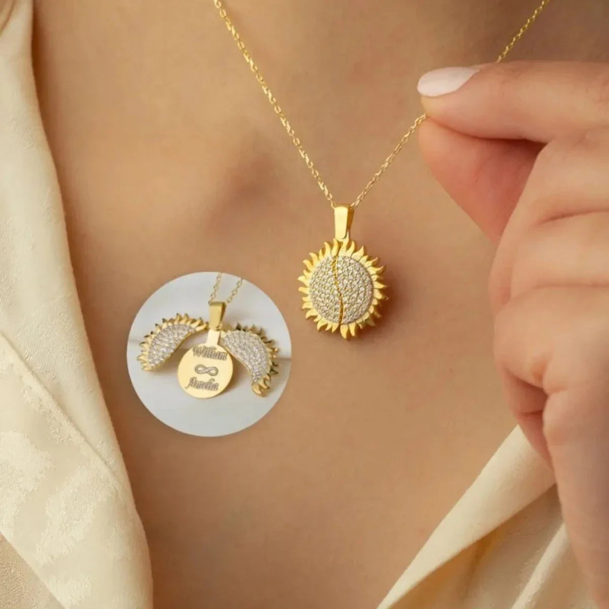 SONNE GRAVUR HALSKETTE | 925 SILBER